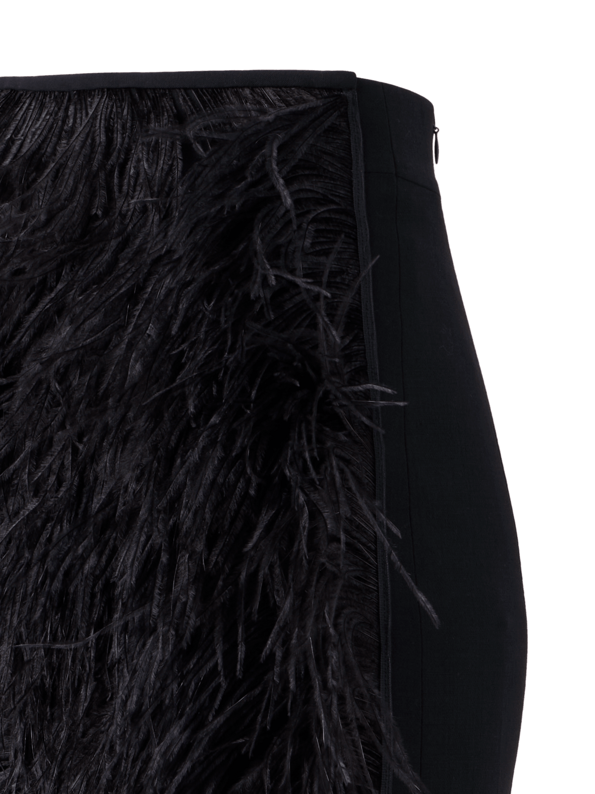 Designer Wool Double-Face Feathered Pencil Skirt - black - neutral