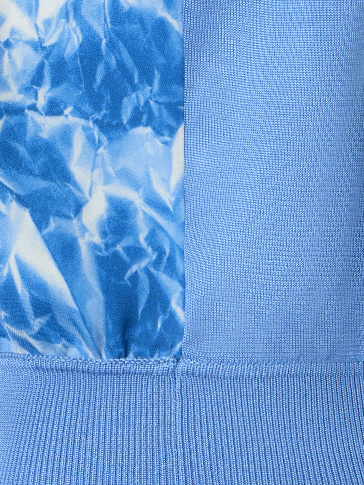 Designer Silk Knit Top with Whitecaps Print - blue