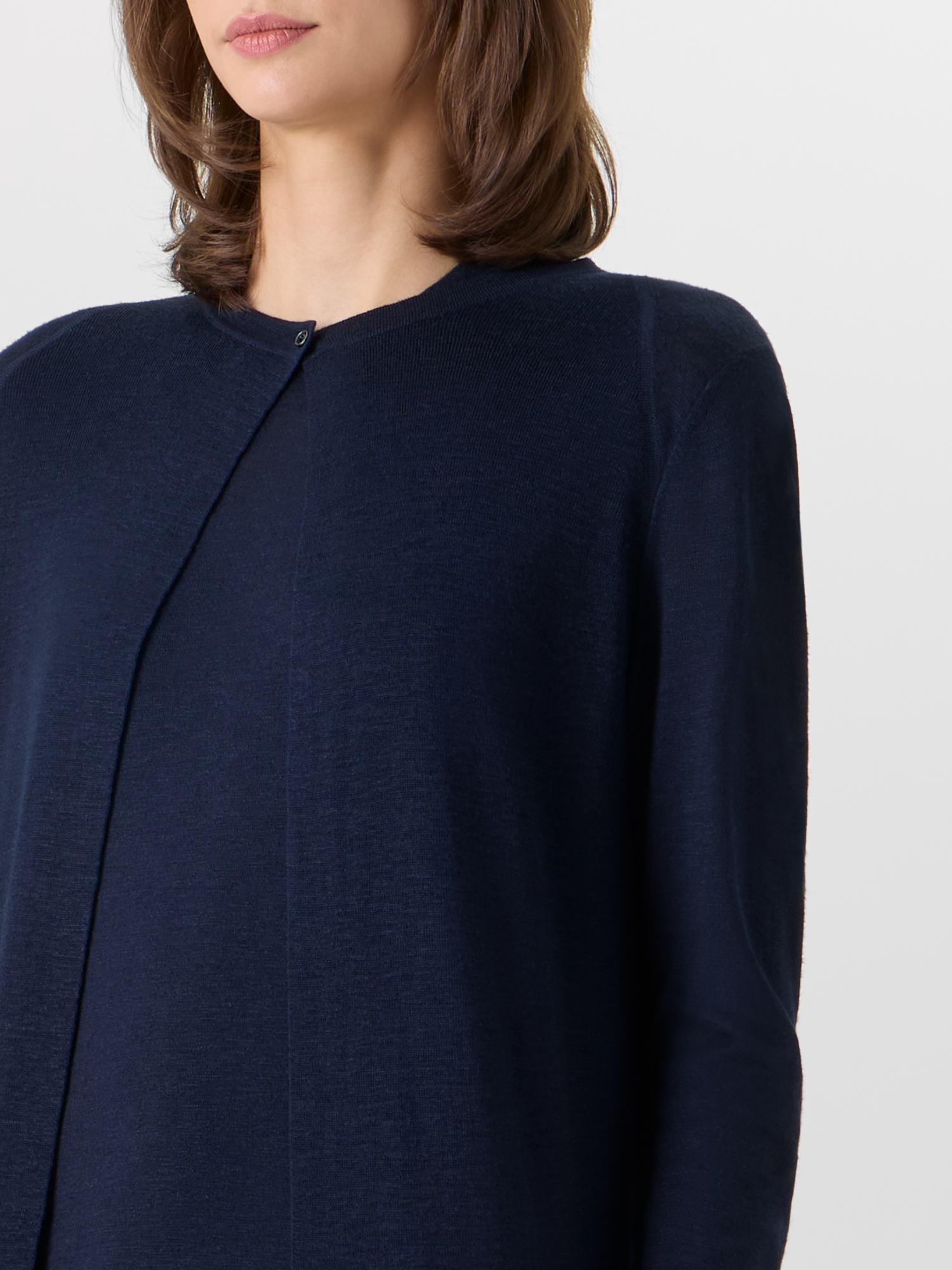 Designer Long-Sleeve Linen-Silk Knit Coat - navy 