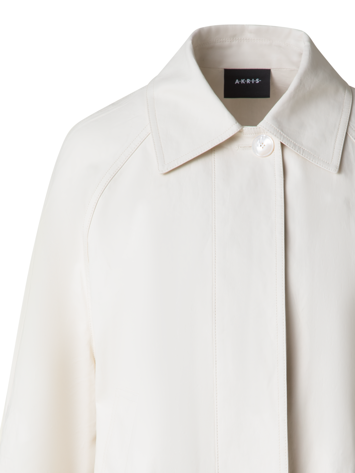 Designer Water Repellent Short Jacket in Coated Linen - ecru - white