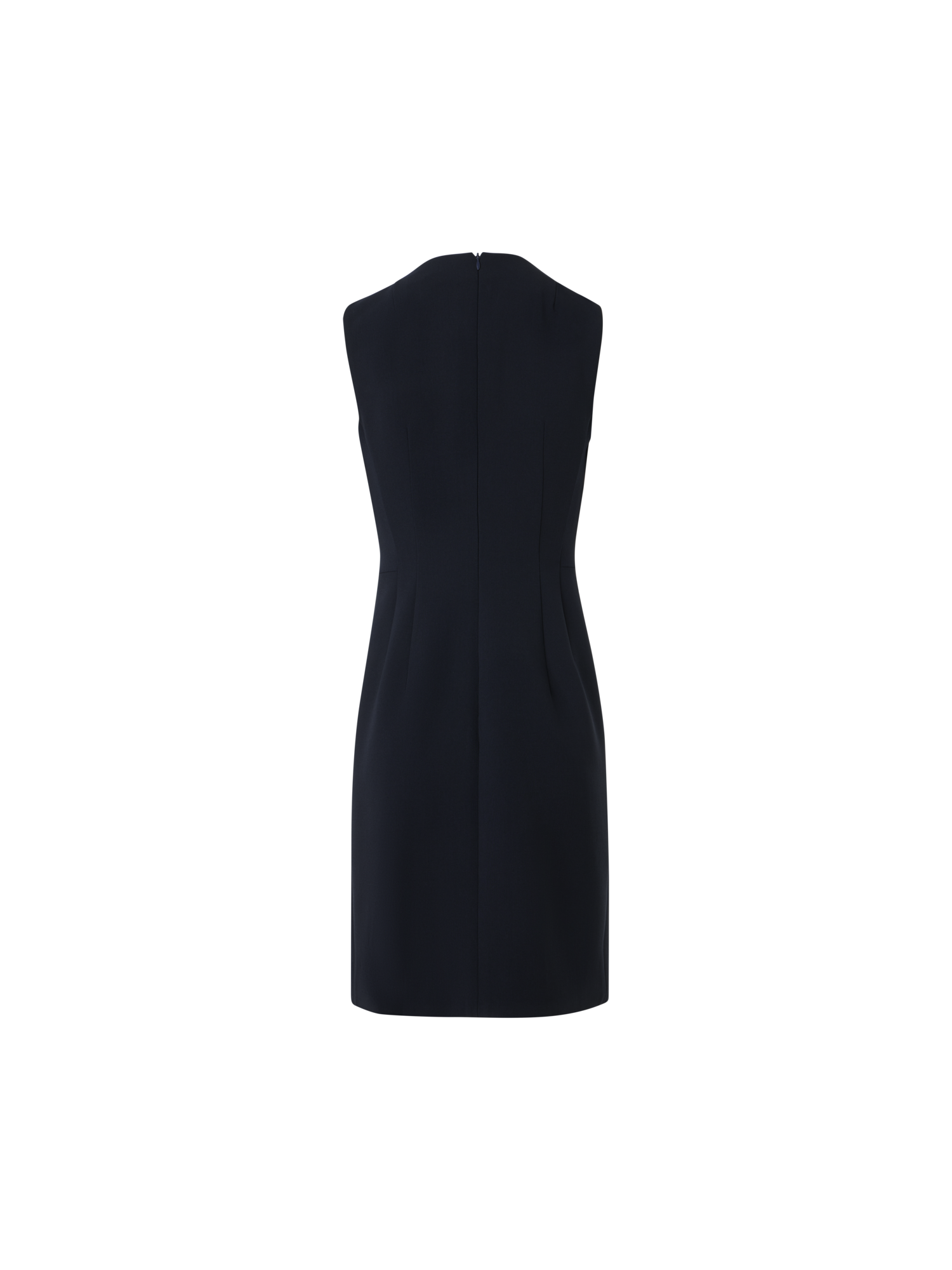 Designer Wool Bi-Stretch Double-Face Sheath Dress - navy