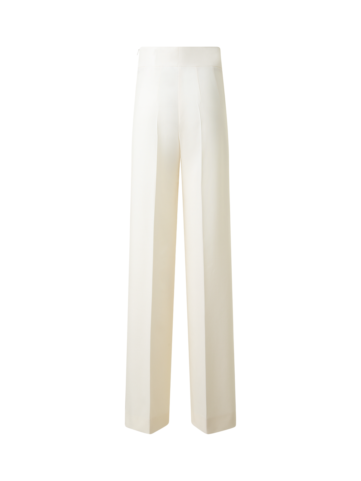 Designer Wide Straight Wool Double-Face Pants - neutral - ecru - white