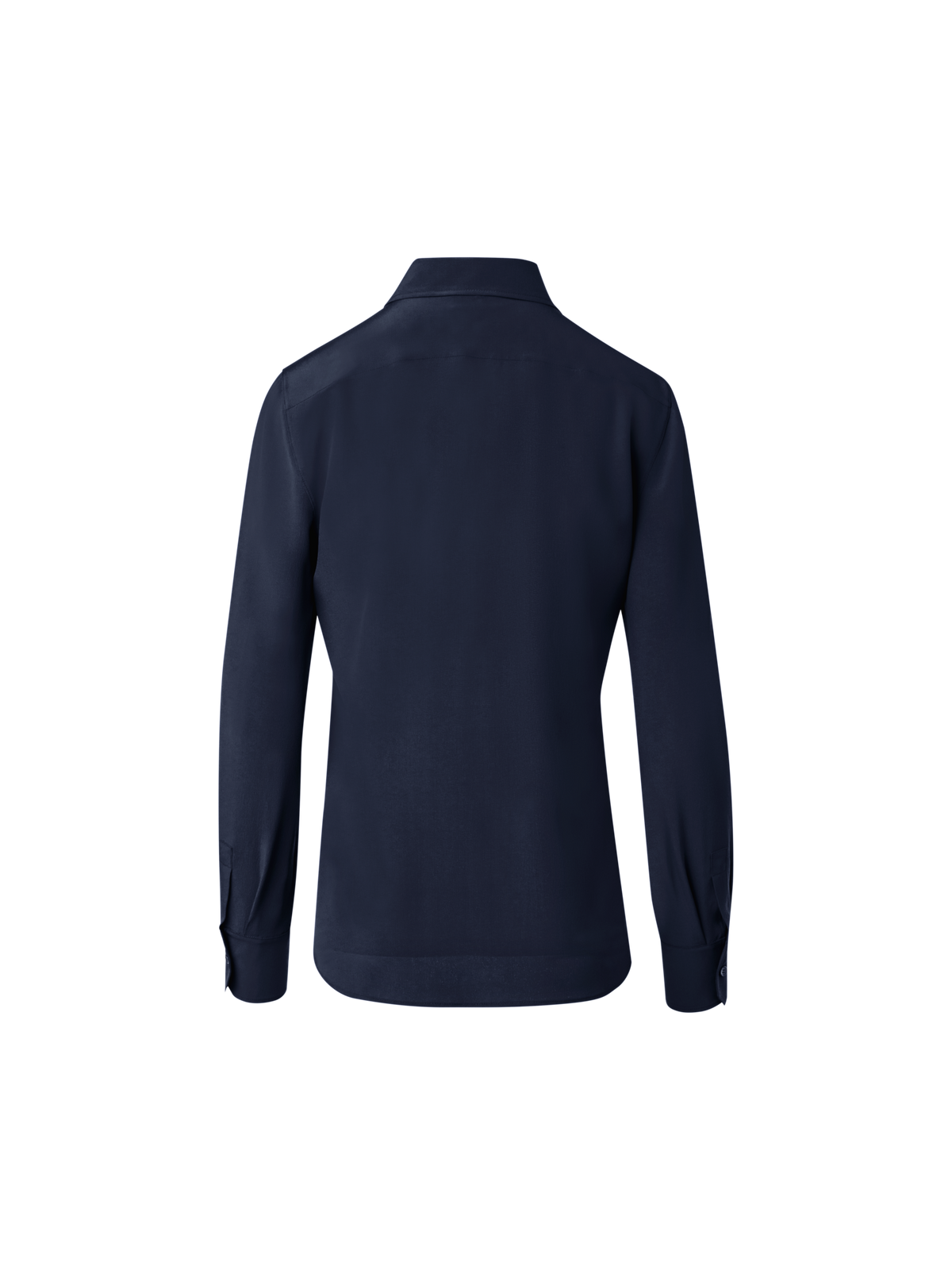 Designer Silk Crêpe Shirt Blouse - navy - blue