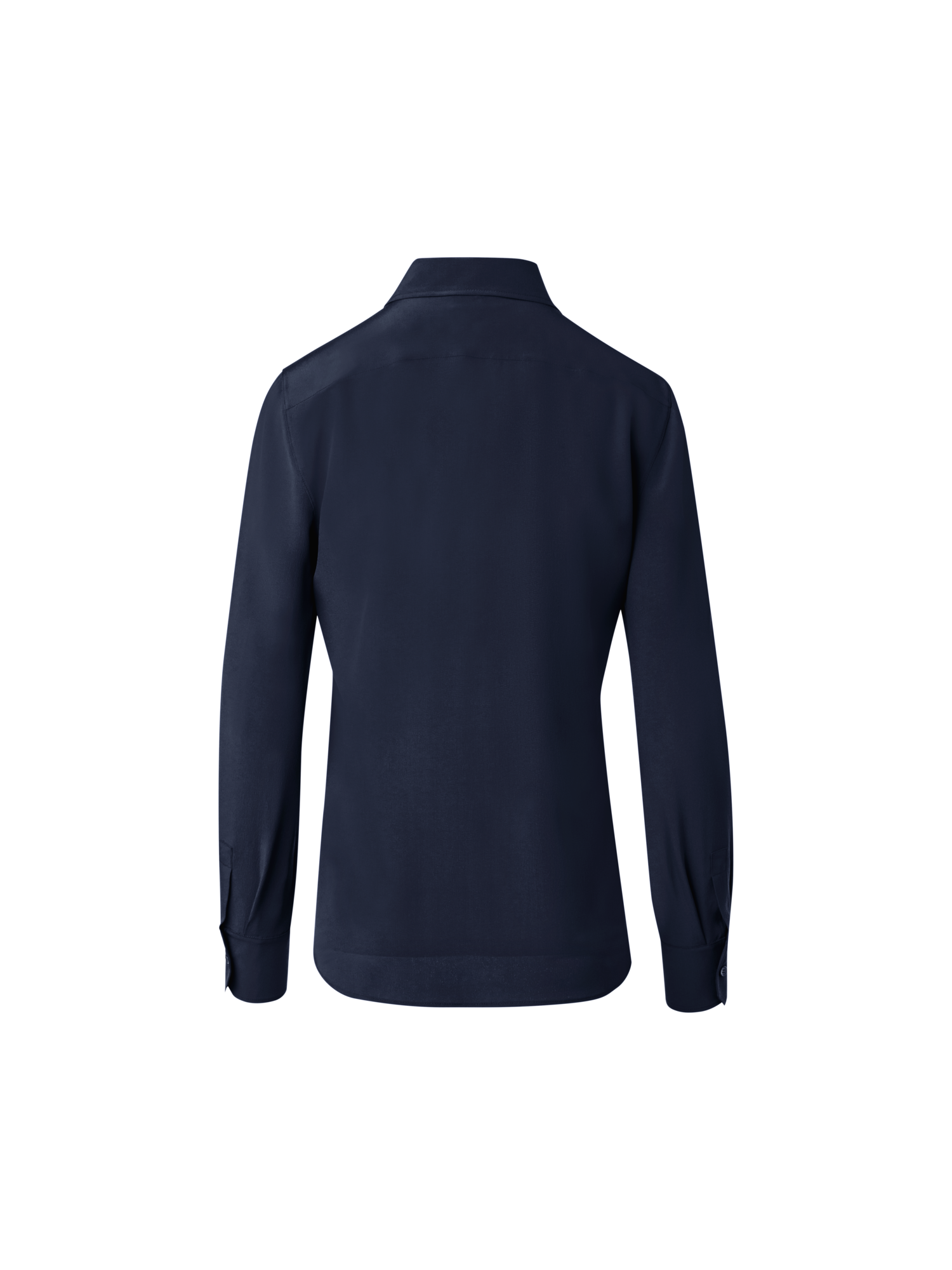 Designer Silk Crêpe Shirt Blouse - navy - blue