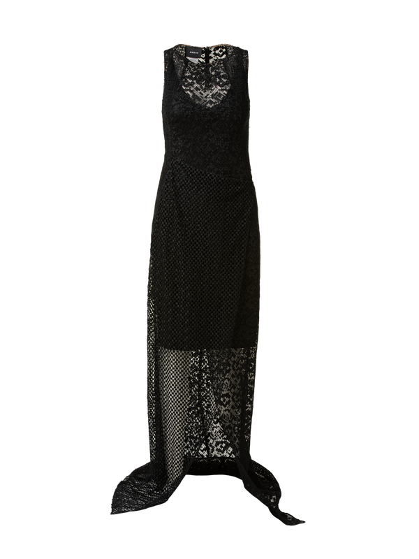 Designer Techno Embroidery Patchwork Apron Gown