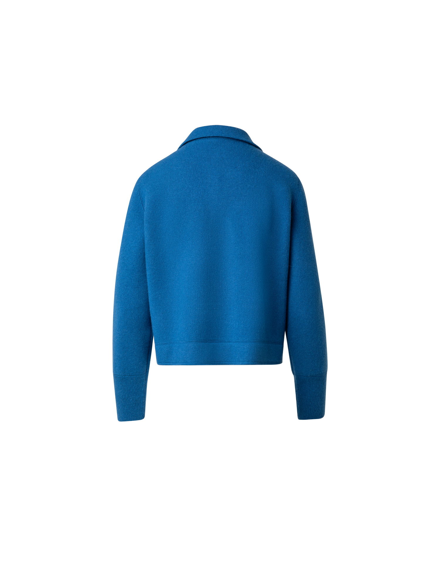 Designer Short Cashmere Knit Jacket - blue