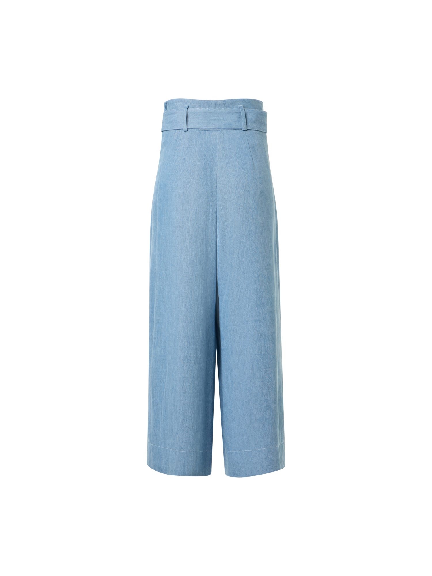 Designer Fiorella Wide Leg Pleated Culotte Denim Pants - blue