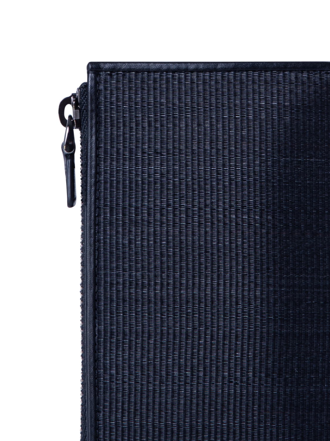 Designer Zipped Card Holder in Horsehair and Leather - navy - blue