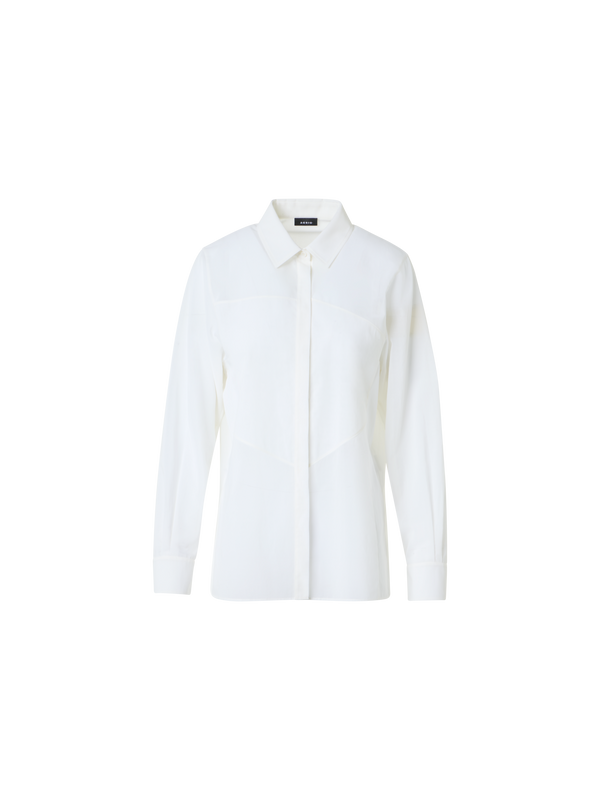 Designer Cotton Blouse with Polygon Inset - white