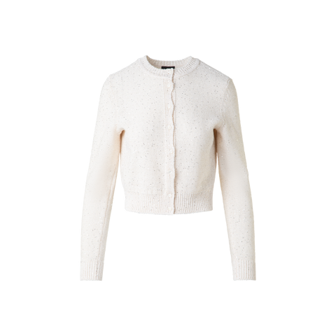 Leinen-Baumwoll-Cardigan mit Micro-Pailletten