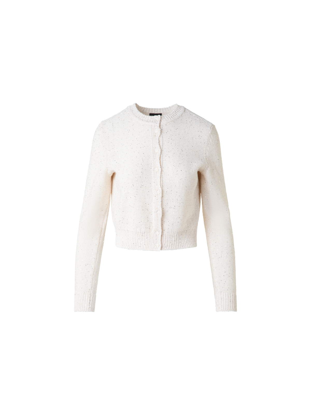 Designer Cardigan in Linen Cotton with Micro Sequins - beige