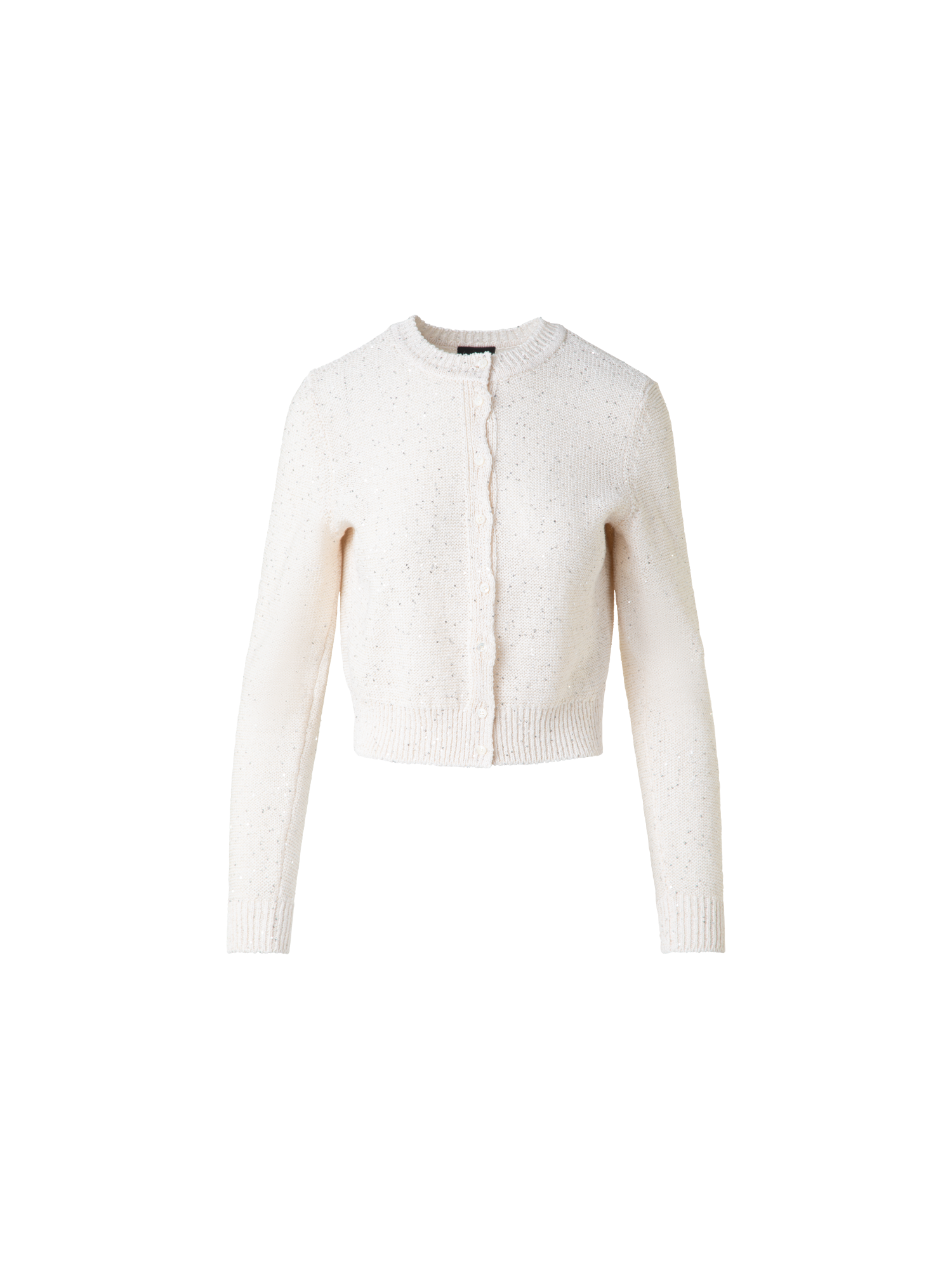 Designer Cardigan in Linen Cotton with Micro Sequins - beige