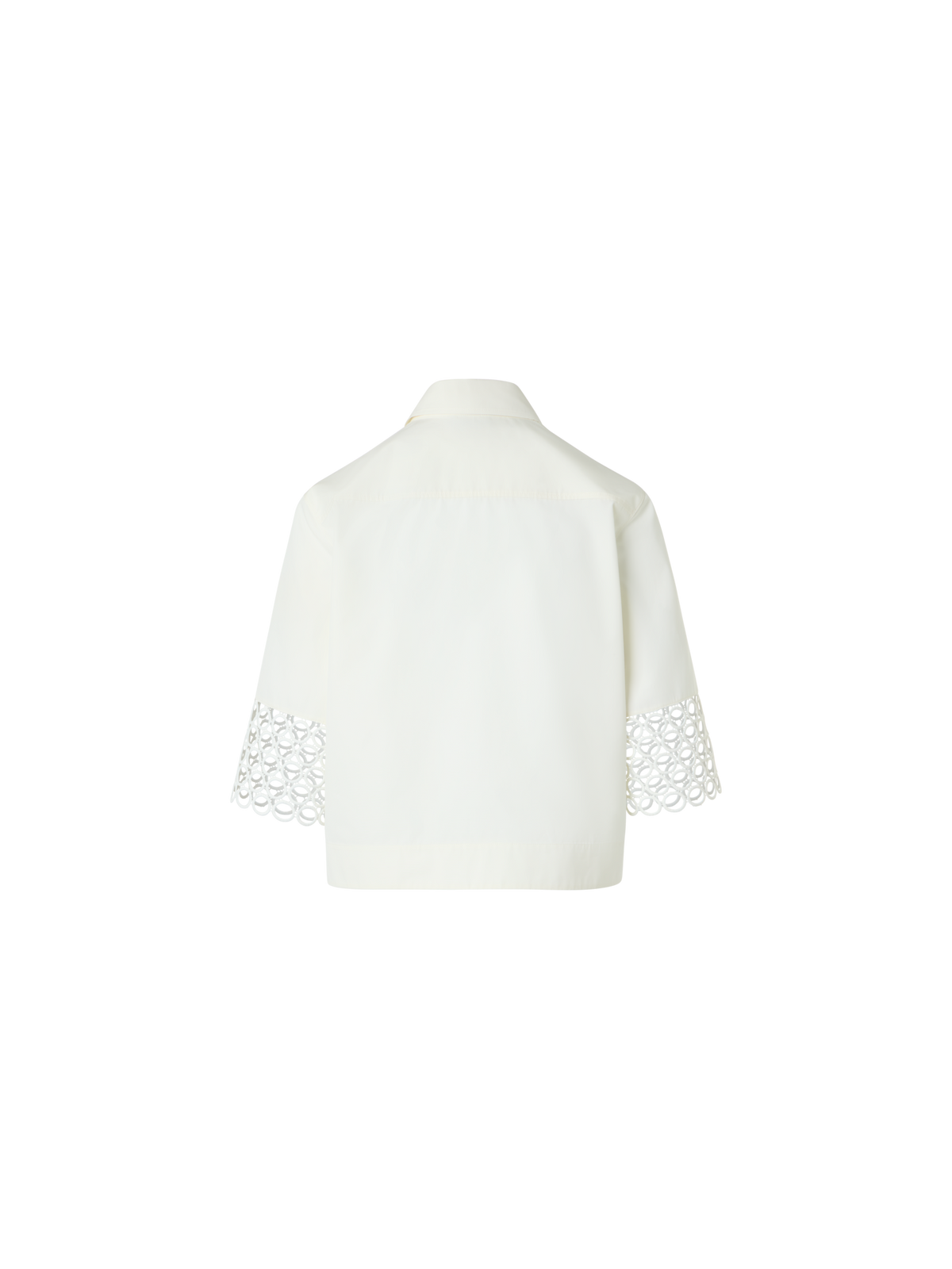 Designer Cotton Boxy Blouse with Eyelet Guipure - white