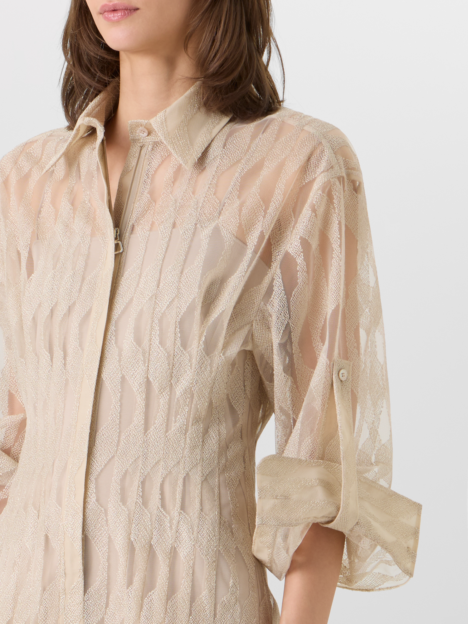 Designer High Plains Midi Shirt Dress - beige 