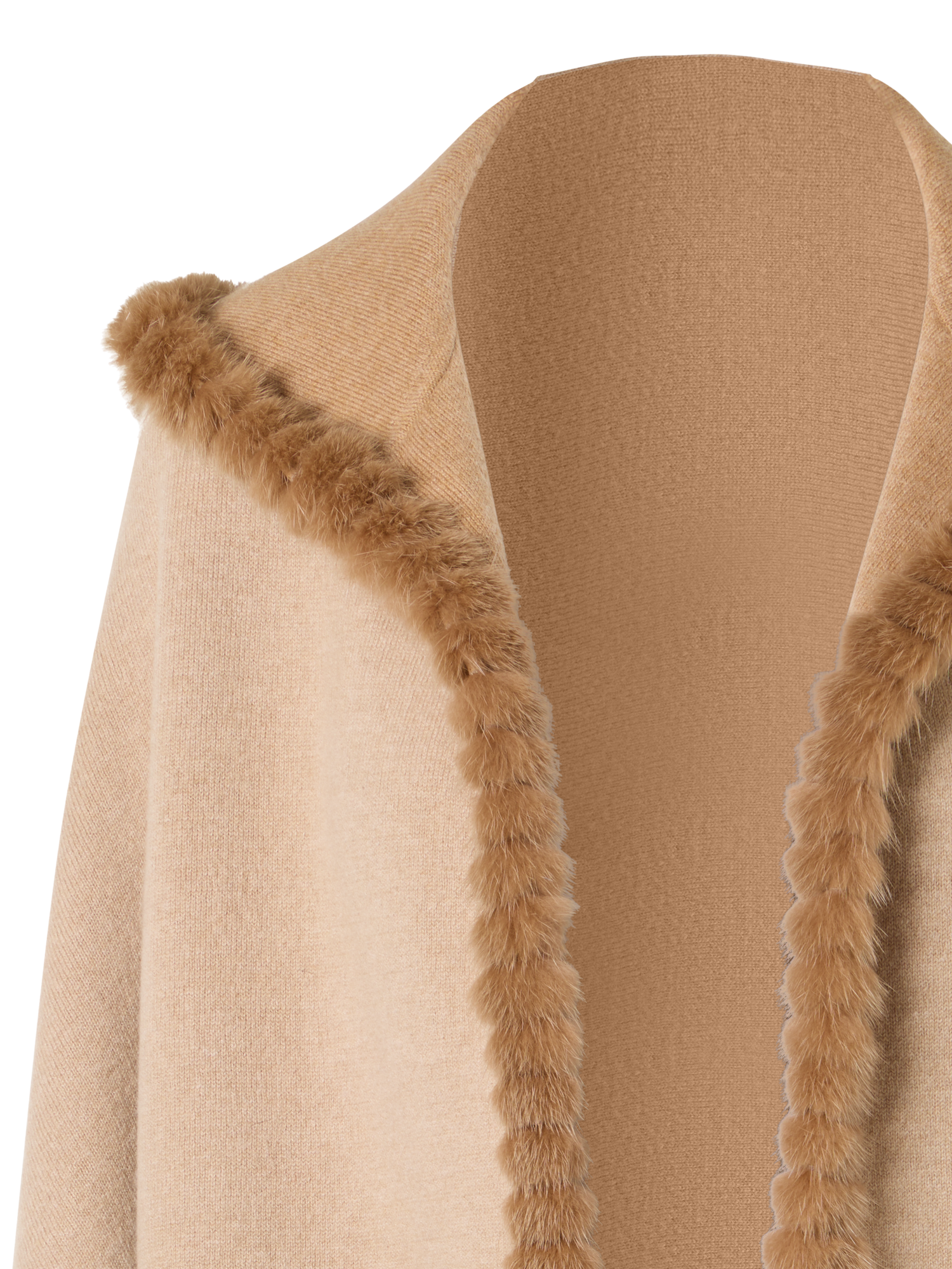 Designer Cashmere Double-Face Knit CardiganCape - beige
