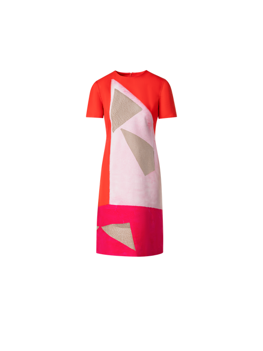 Designer Sheath Dress in Cotton Silk with Spectra Print - multicolor