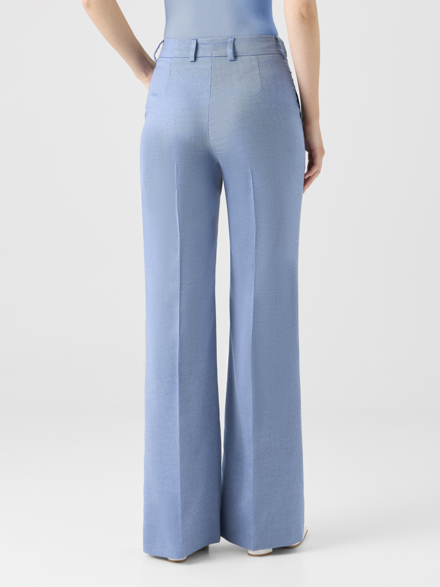 Designer Wide-Leg Cashmere Silk Gabardine Pants 