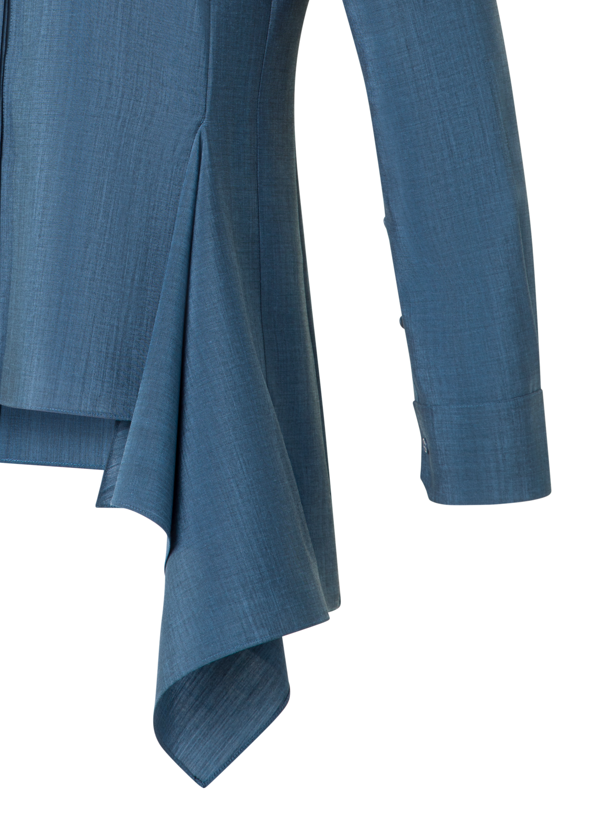 Designer Asymmetrical Blouse in Cool Wool - blue