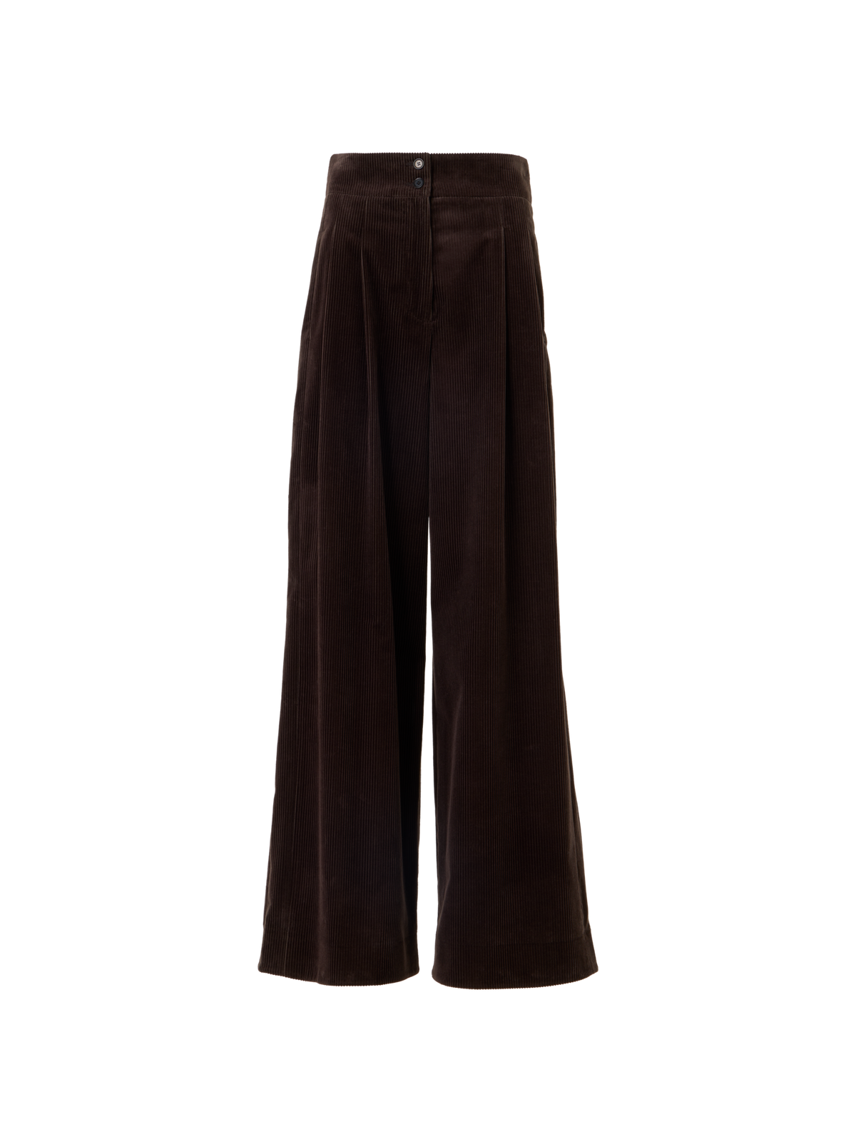 Designer Wide Pleated Pants in Cotton Corduroy - brown
