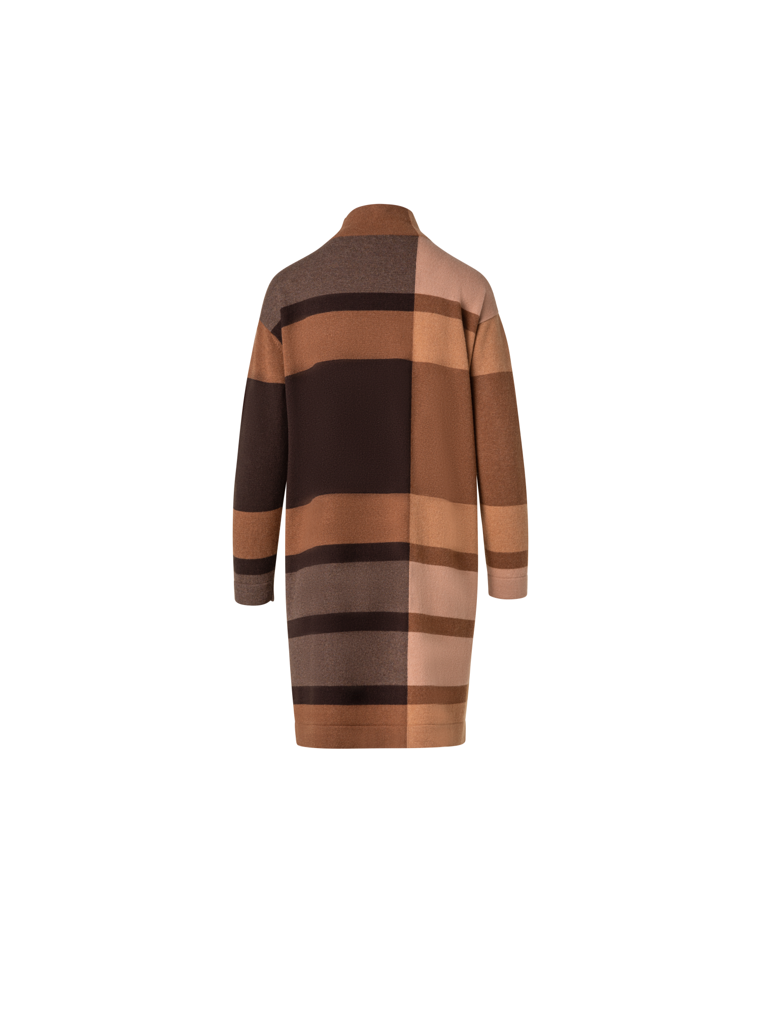 Designer Checked Cashmere Wool Knit Dress - brown - multicolor