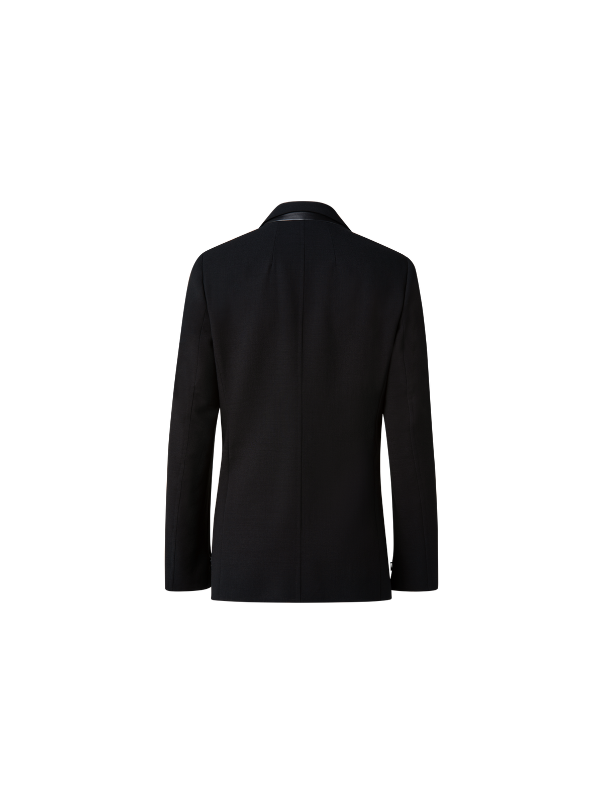 Designer Double-Face Blazer with Leather-Lined Collar - black