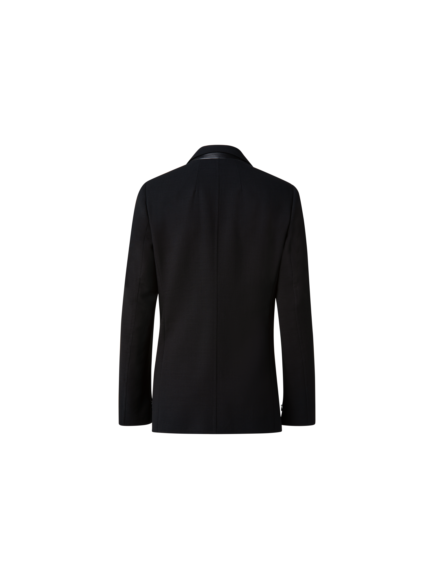 Designer Double-Face Blazer with Leather-Lined Collar - black
