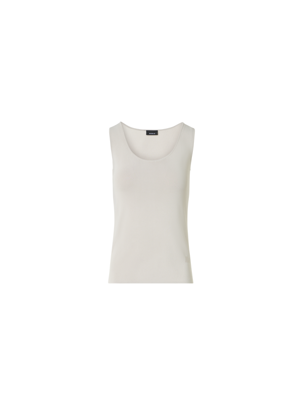 Designer Fitted Viscose Knit Tank Top - beige