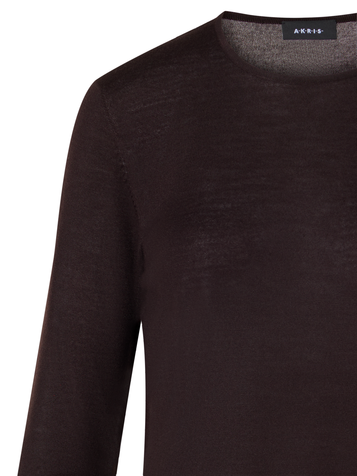Designer Seamless Crew Neck Sweater in Cashmere Silk - brown