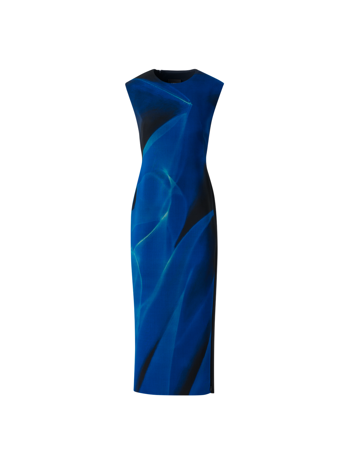 Designer Wool Shift Dress in Alyson's Cyanotype Print - blue - multicolor