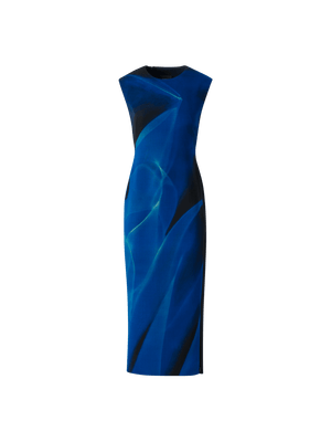 Designer Wool Shift Dress in Alyson's Cyanotype Print - blue - multicolor