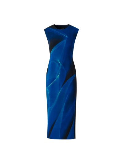 Designer Wool Shift Dress in Alyson's Cyanotype Print - blue - multicolor