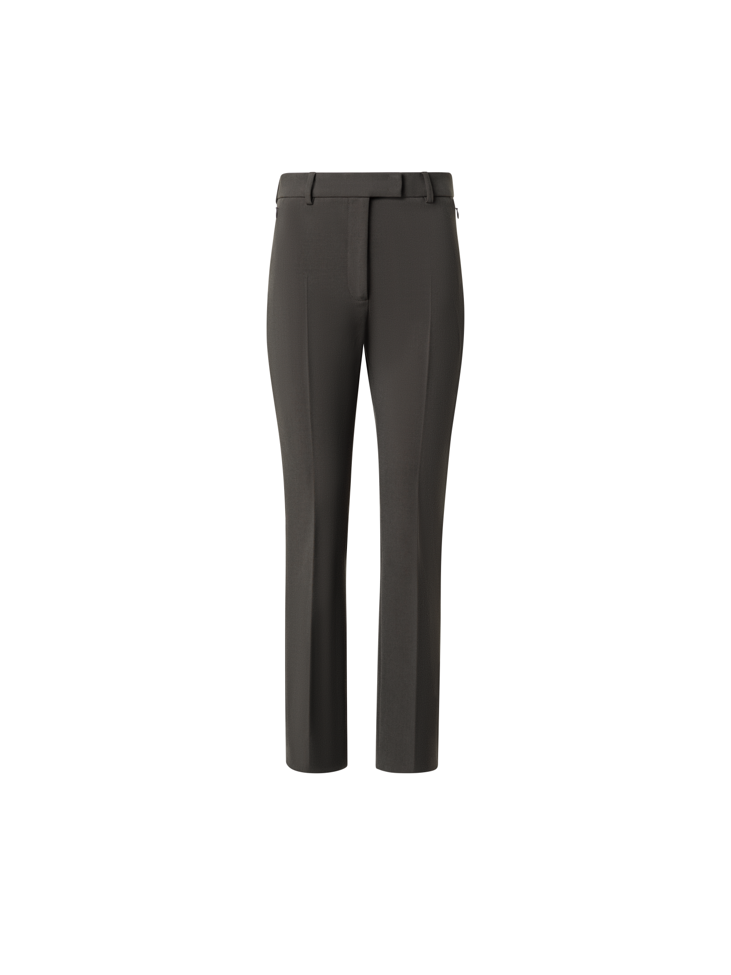 Designer Cropped Straight Lyocell Wool Stretch Pants - green