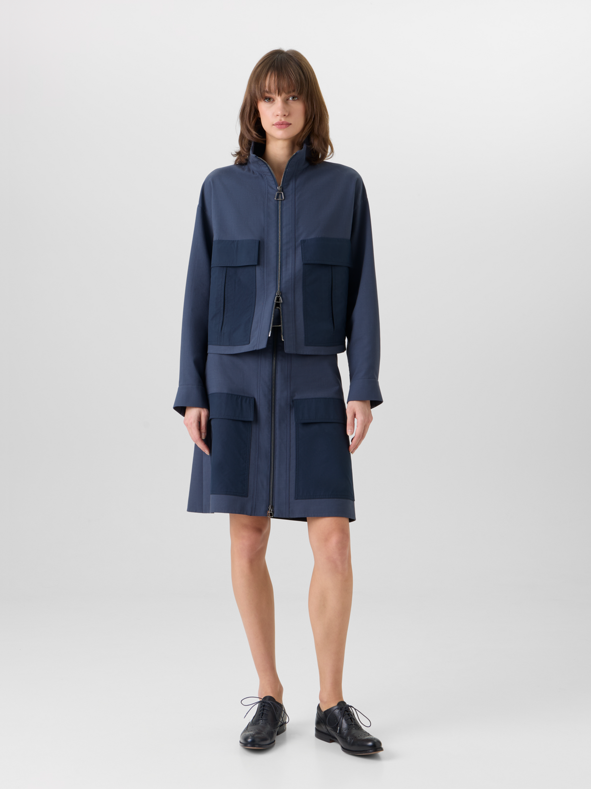 Designer Kamil Short Jacket in Cotton Double-Face - blue #editorial