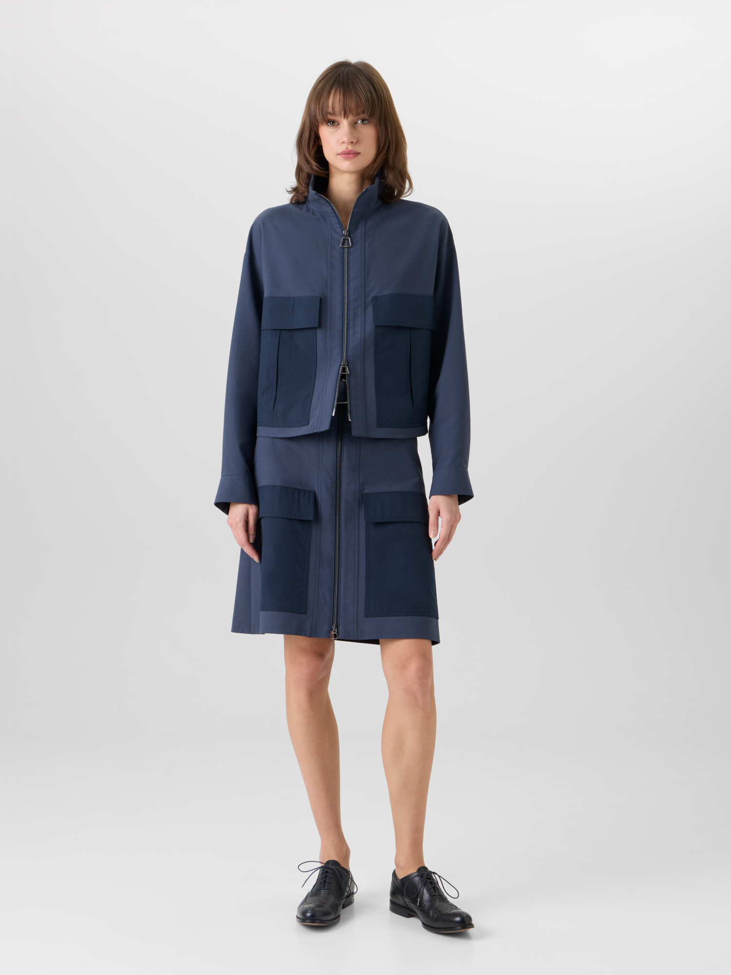 Designer Kamil Short Jacket in Cotton Double-Face - blue 