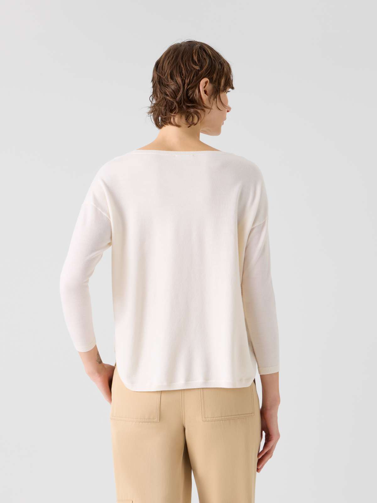 Designer Fine Merino Wool Signature Knit Sweater - white