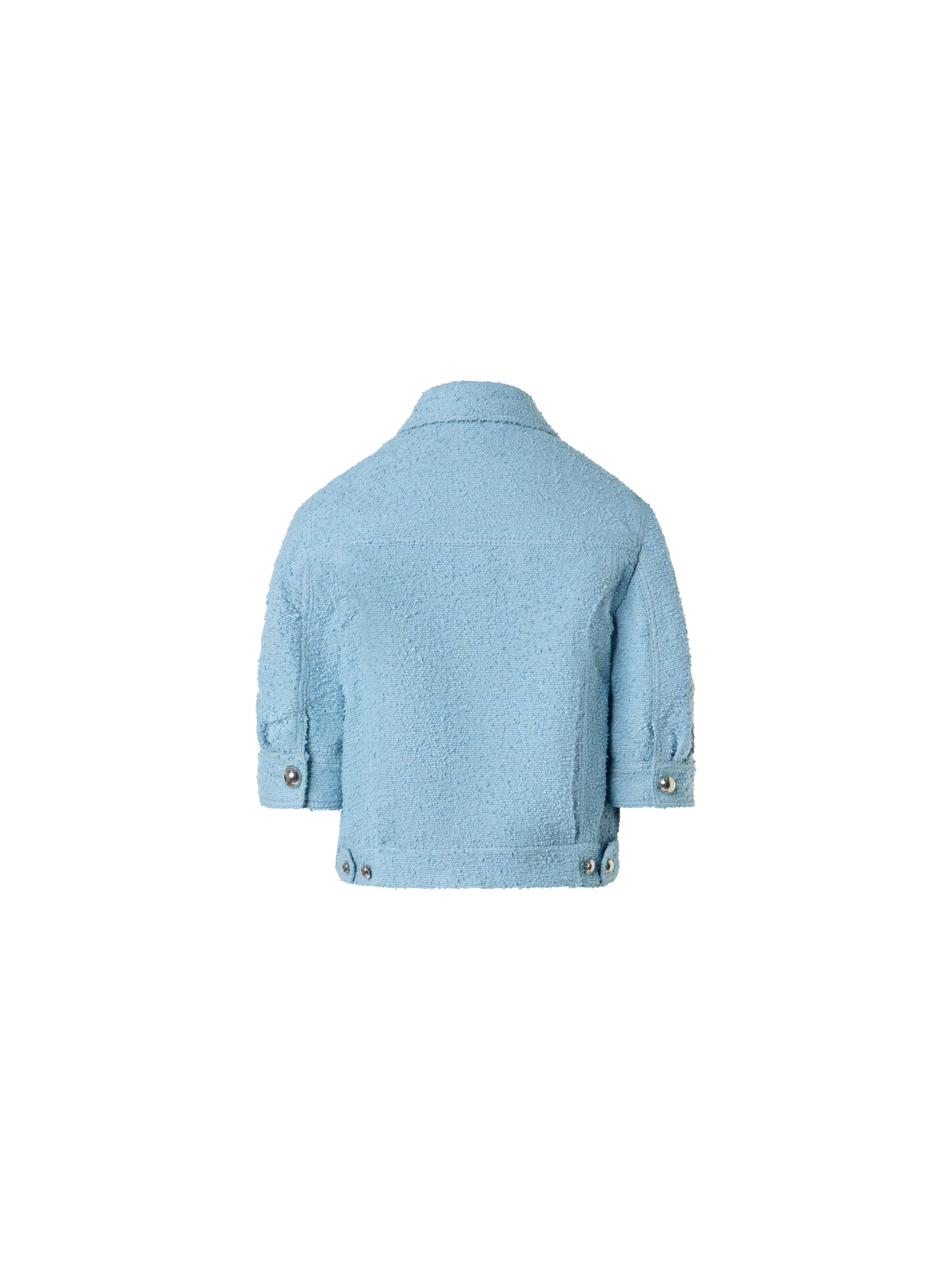 Designer Short Bouclé Cotton Summer Jacket - blue