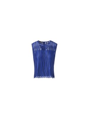 Designer Sleeveless Blouse in Wave Guipure - blue