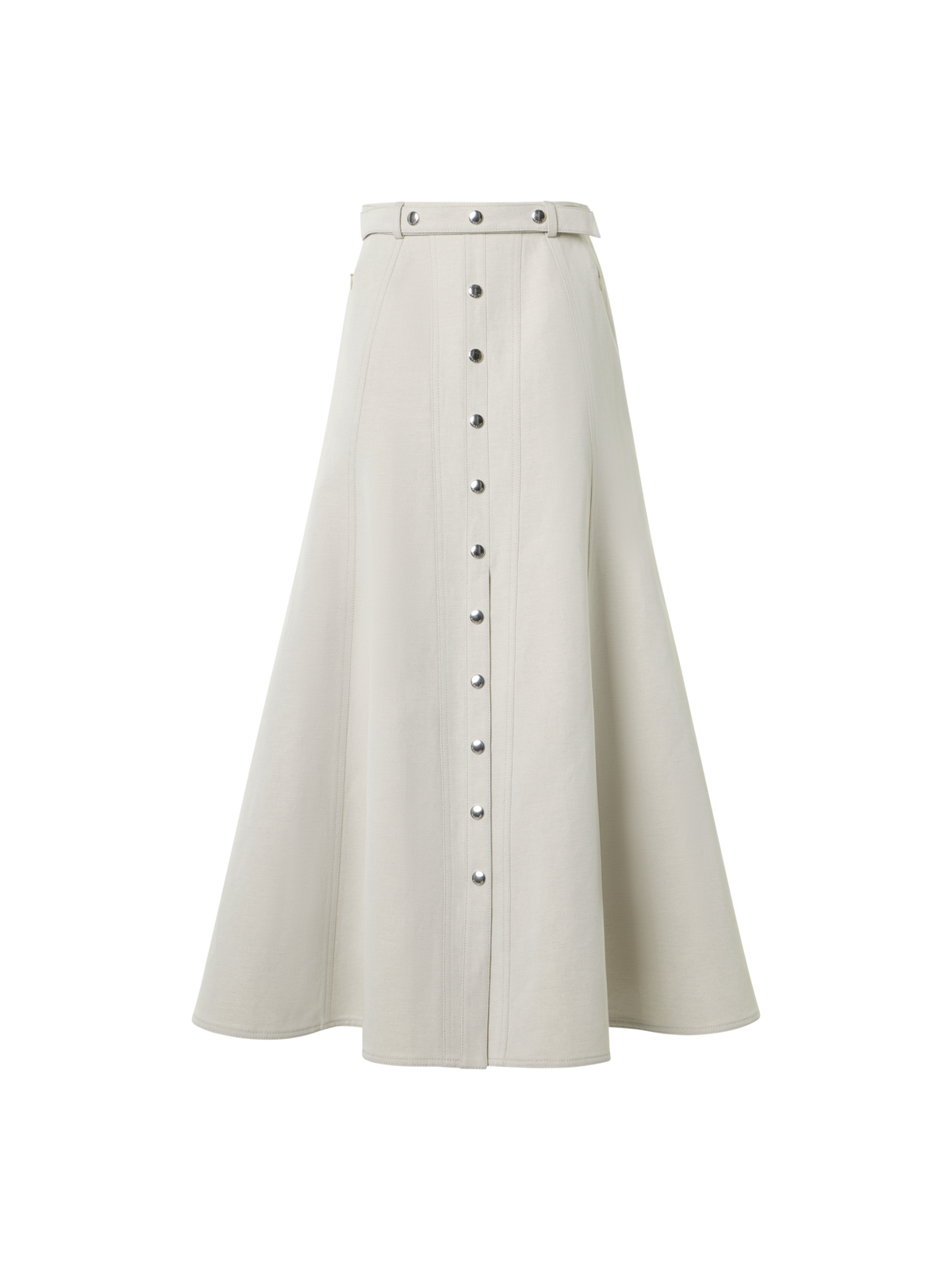 Designer A-Line Midi Button Down Skirt - grey