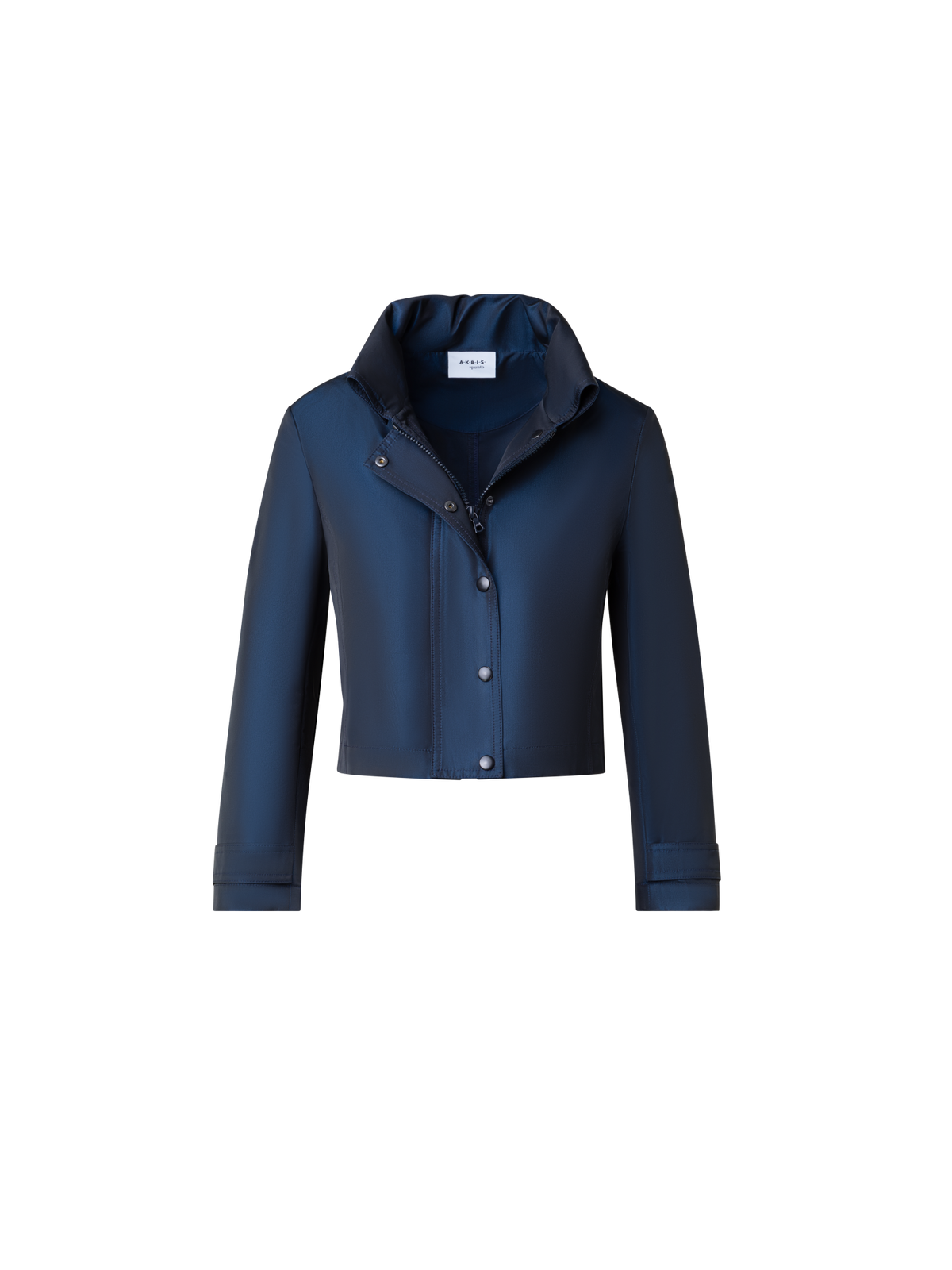 Designer Short Water Repellent Jacket with Hidden Hood - navy - blue