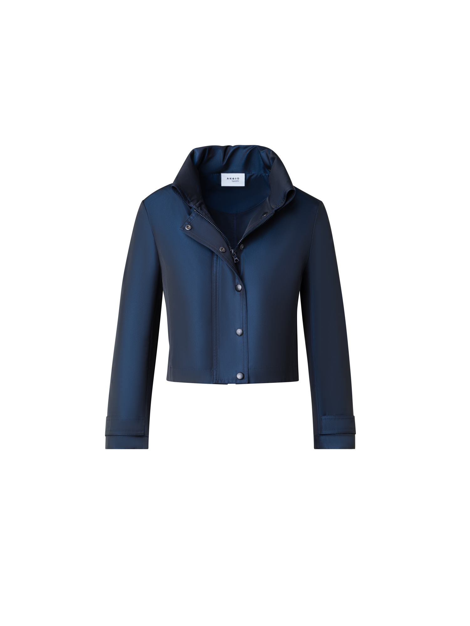 Designer Short Water Repellent Jacket with Hidden Hood - navy - blue