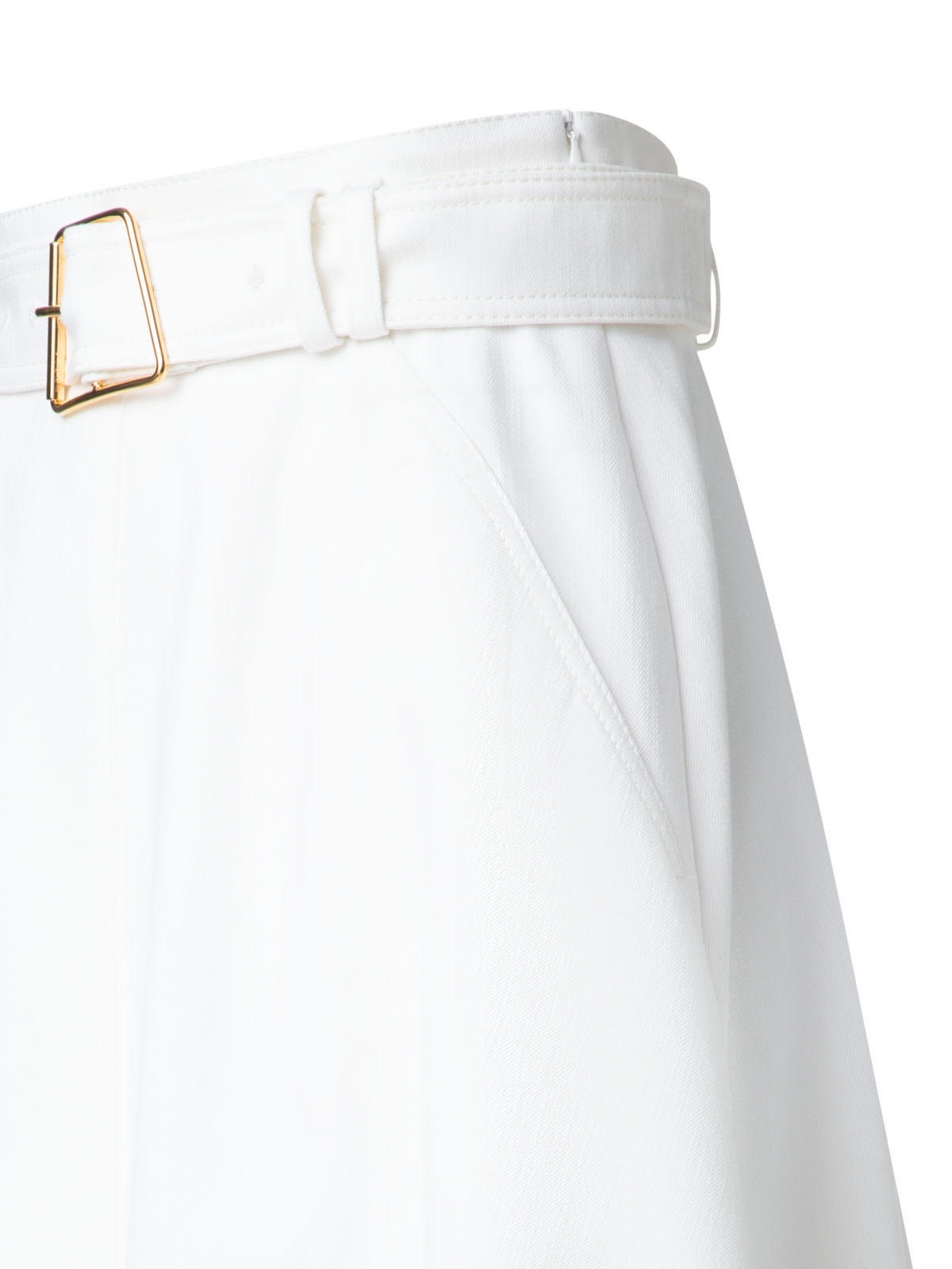 Designer A-Line Denim Skirt in Cotton - ecru - white