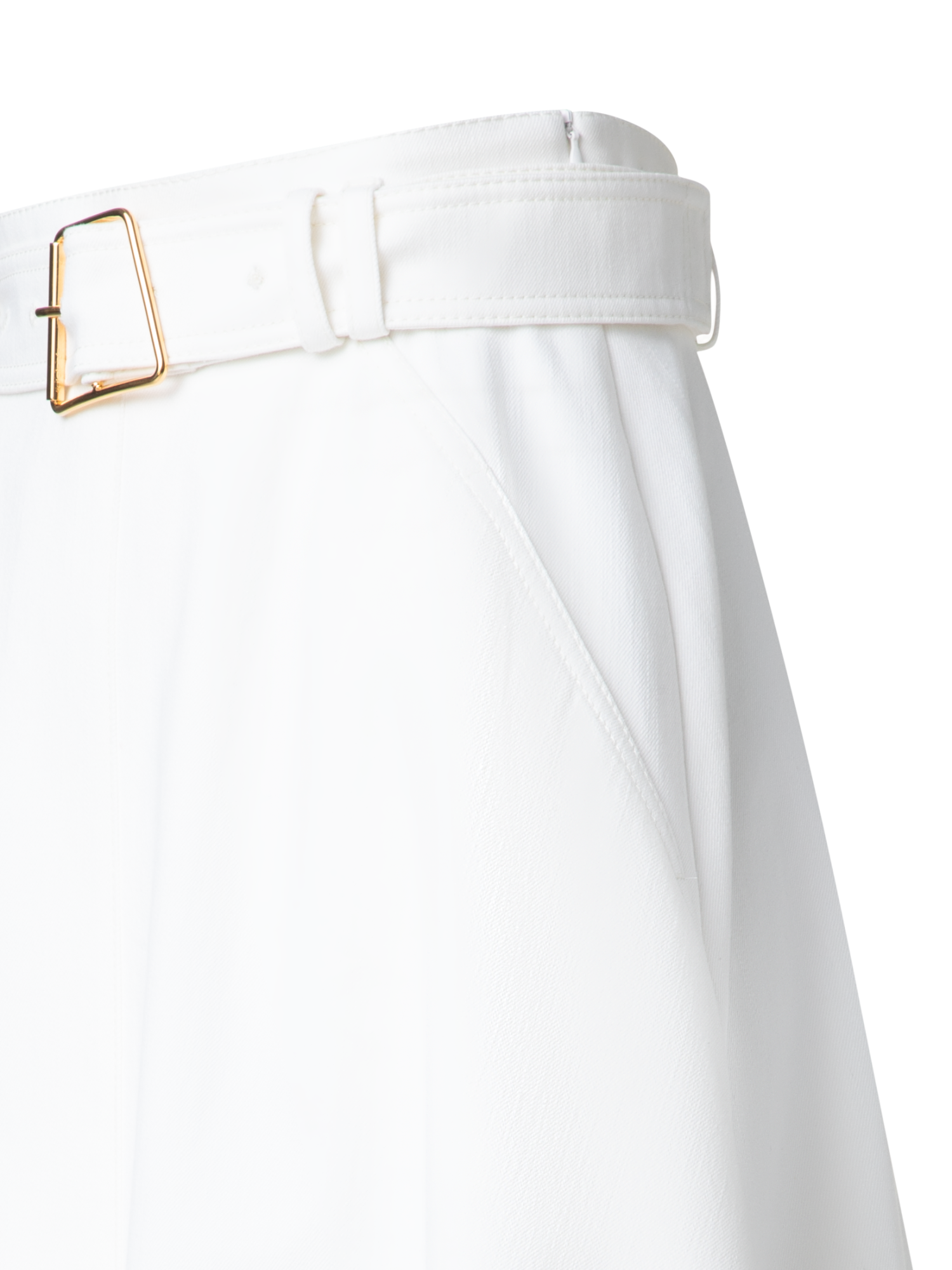 Designer A-Line Denim Skirt in Cotton - ecru - white