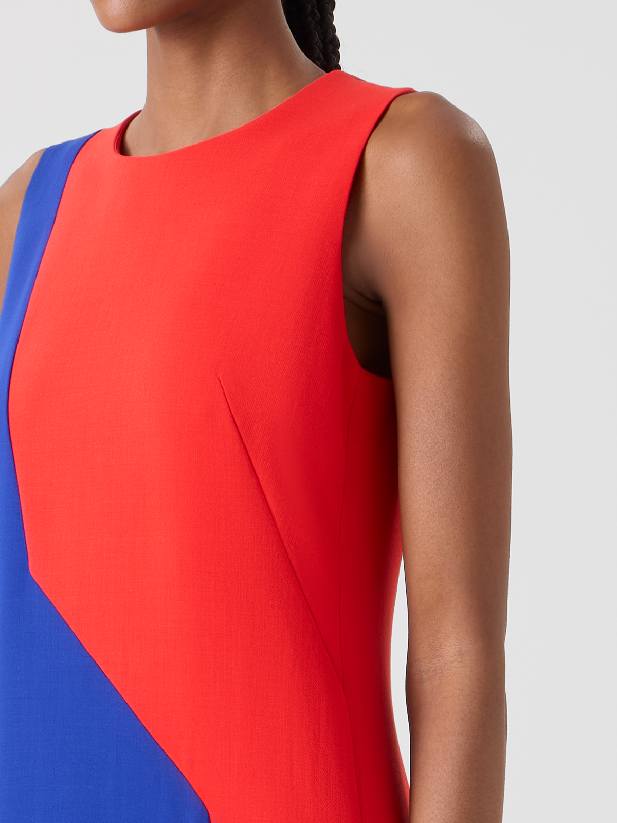 Designer Midi Sheath Dress with Polygon Patchwork - multicolor #editorial