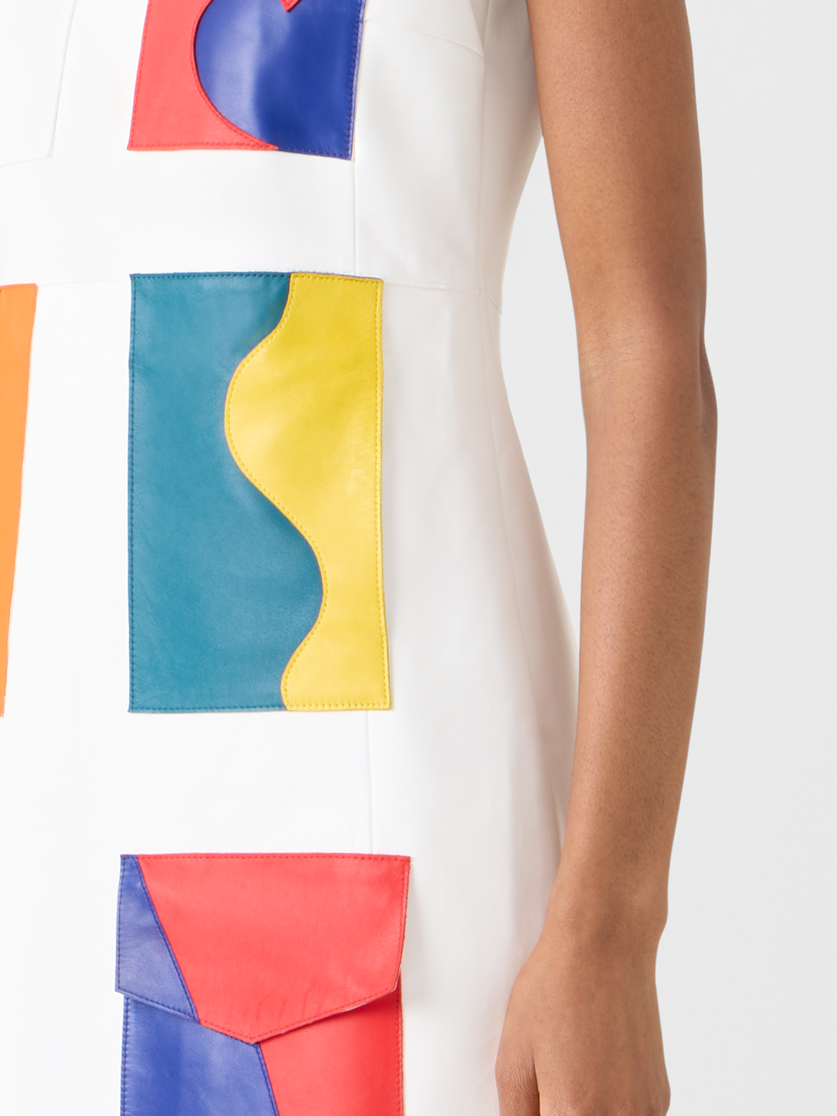Designer Short Sheath Dress with Paravent Patchwork - multicolor #editorial