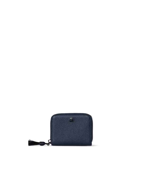Designer Small Zip Around Wallet - black - navy - blue