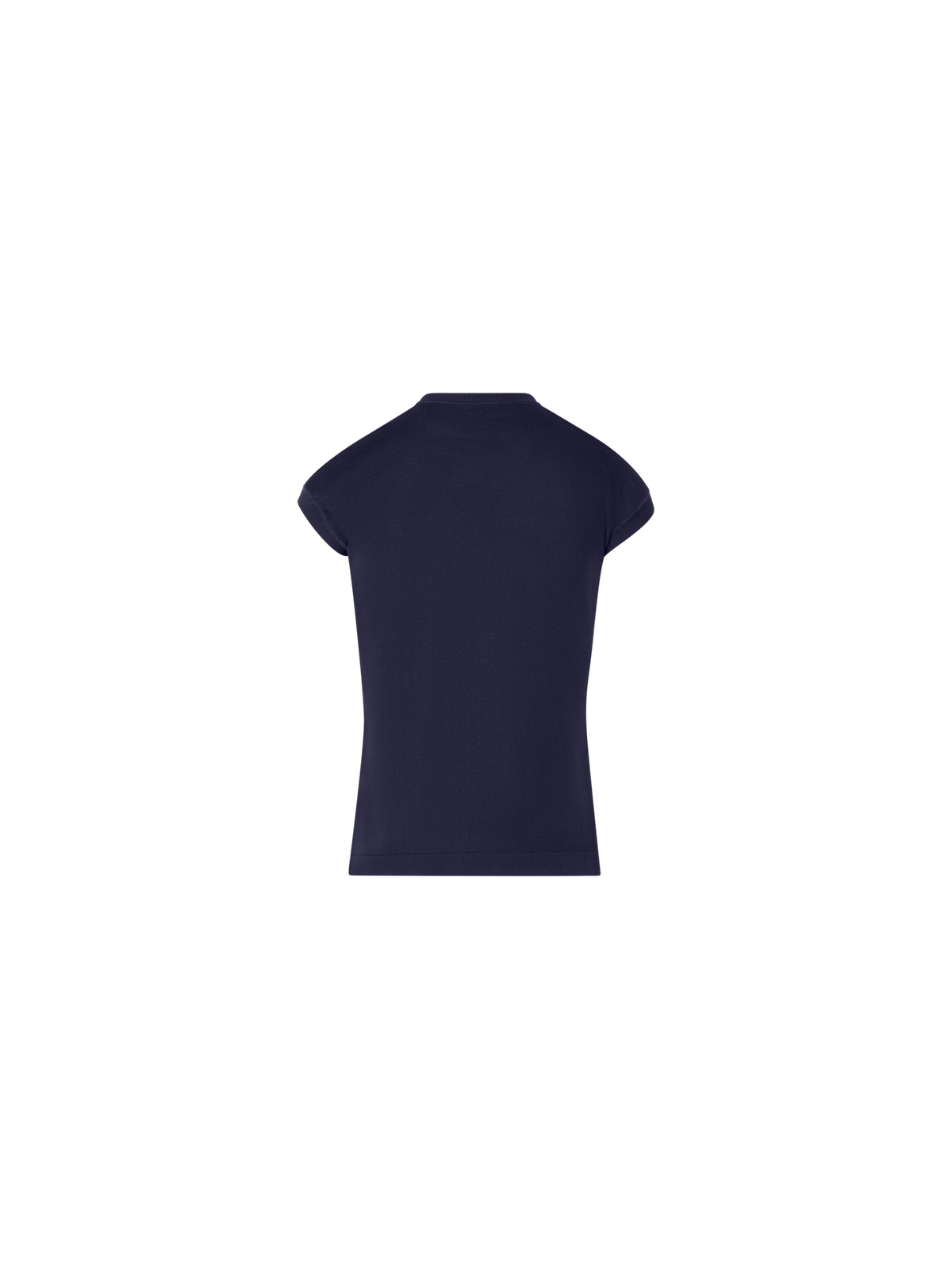 Designer Cap-Sleeve Cotton Sea Island Knit Top - navy