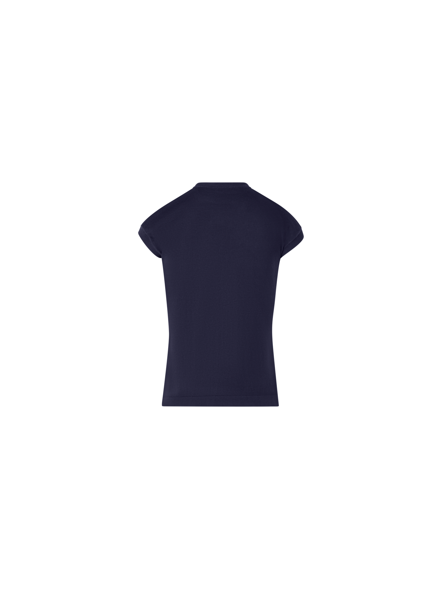 Designer Cap-Sleeve Cotton Sea Island Knit Top - navy