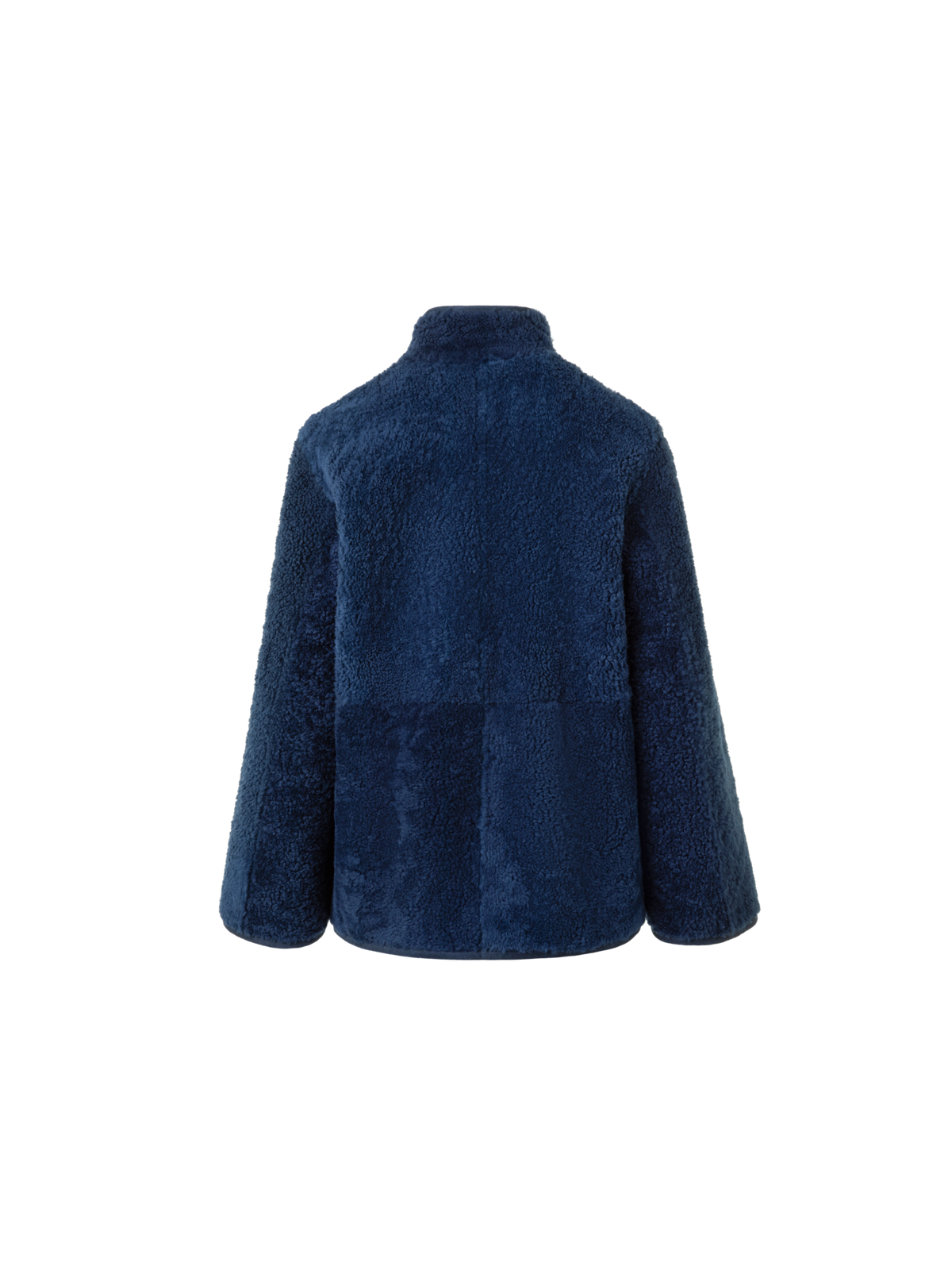 Designer Reversible Shearling Mock Neck Jacket - neutral - navy - blue