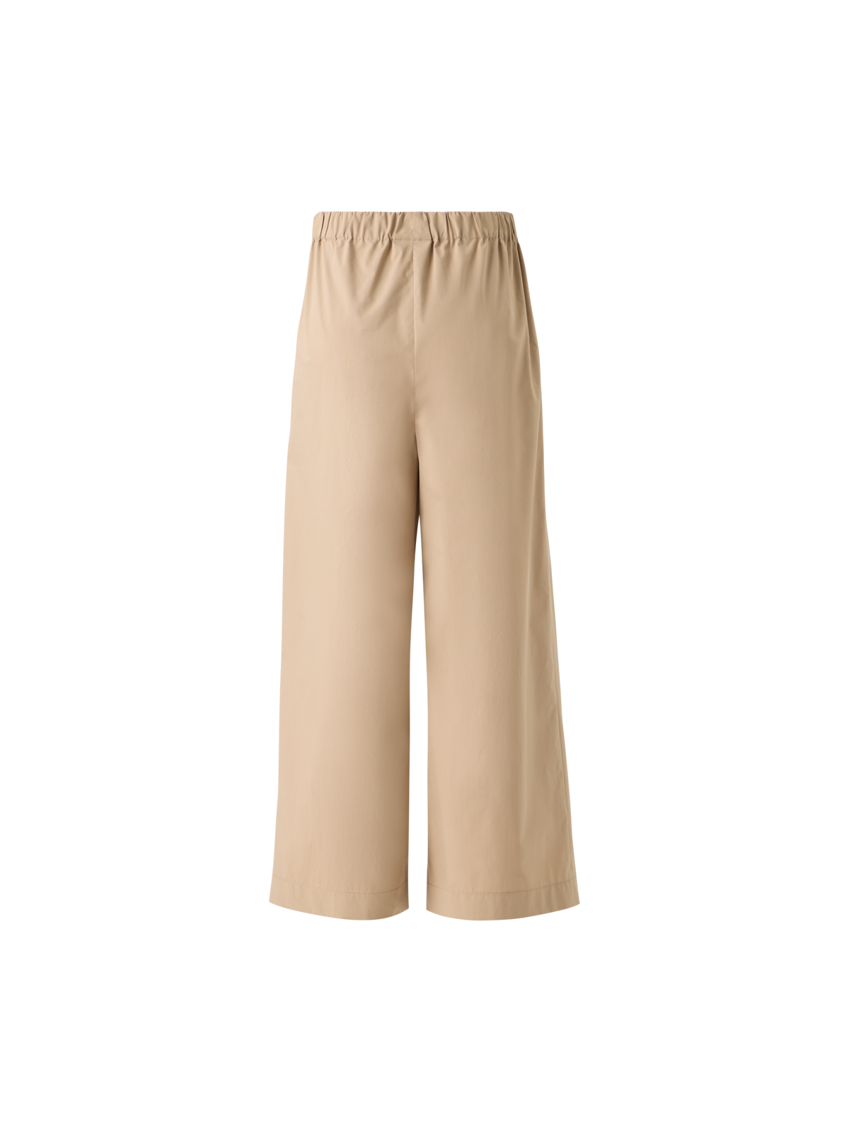 Designer Frey Cropped Cotton Culotte Pants with Elastic Waist - beige