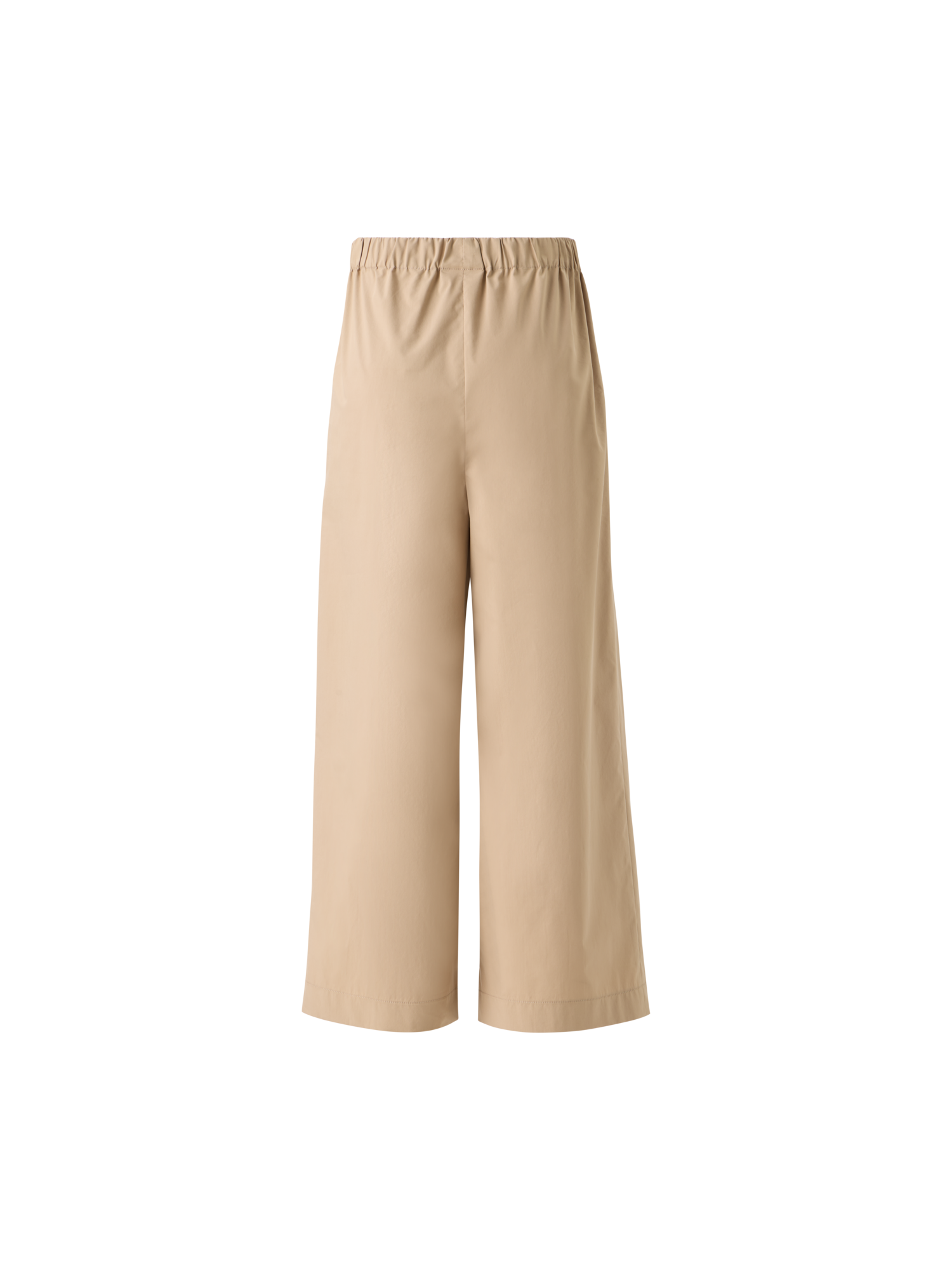 Designer Frey Cropped Cotton Culotte Pants with Elastic Waist - beige